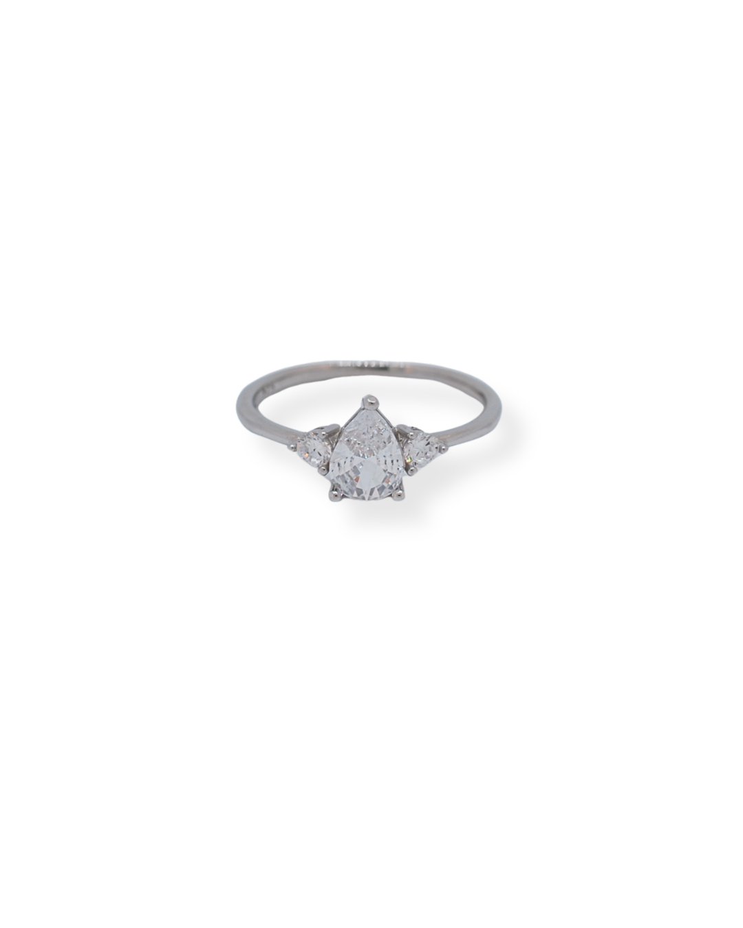 Silver cz teardrop ring