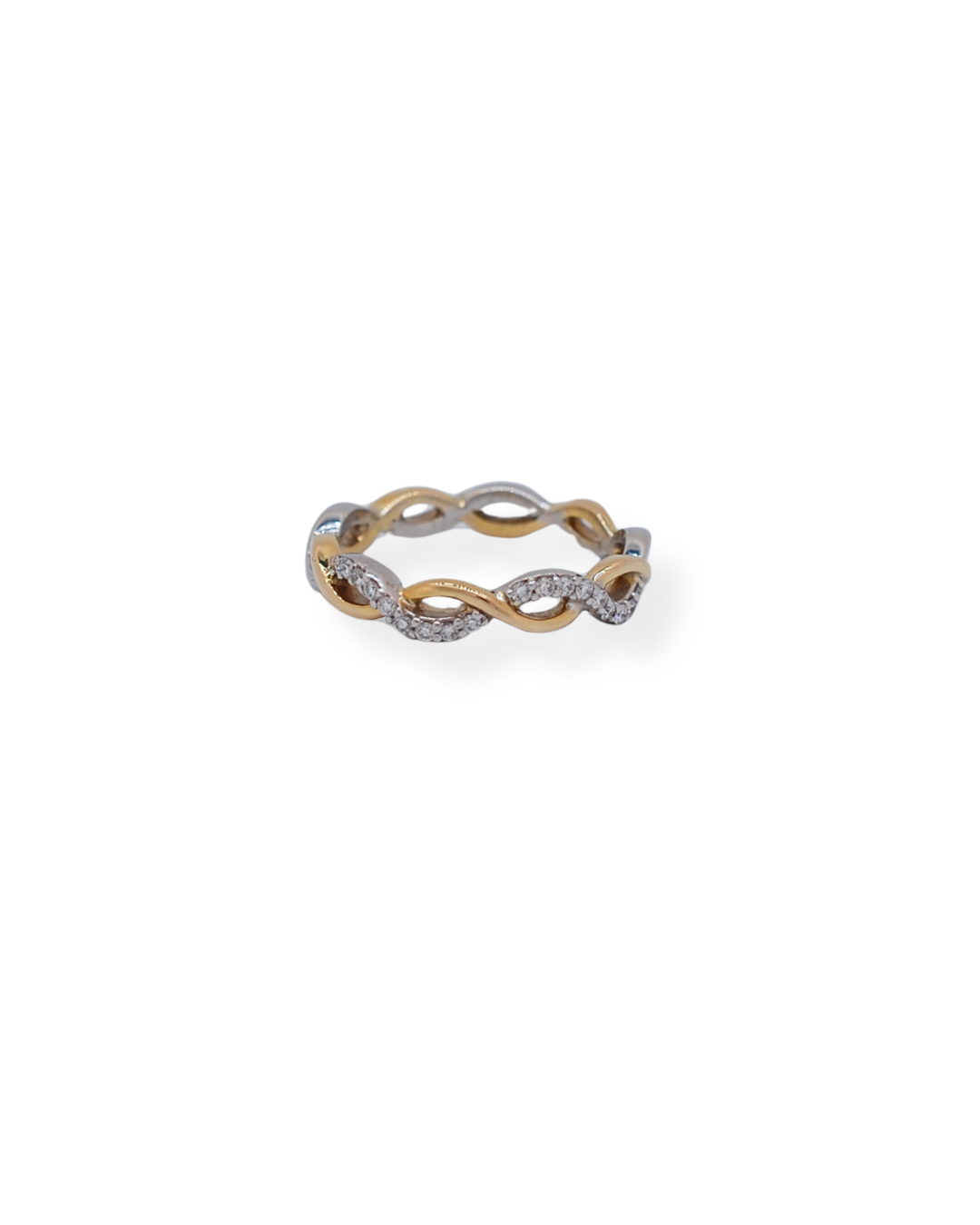 9ct 2/tone gold diamond band ring