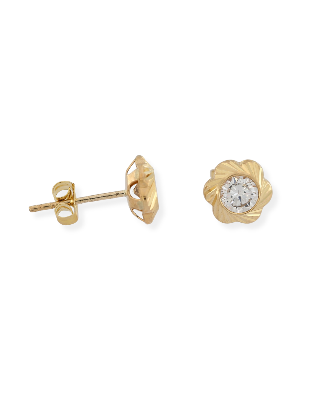 9ct gold cz flower stud earrings