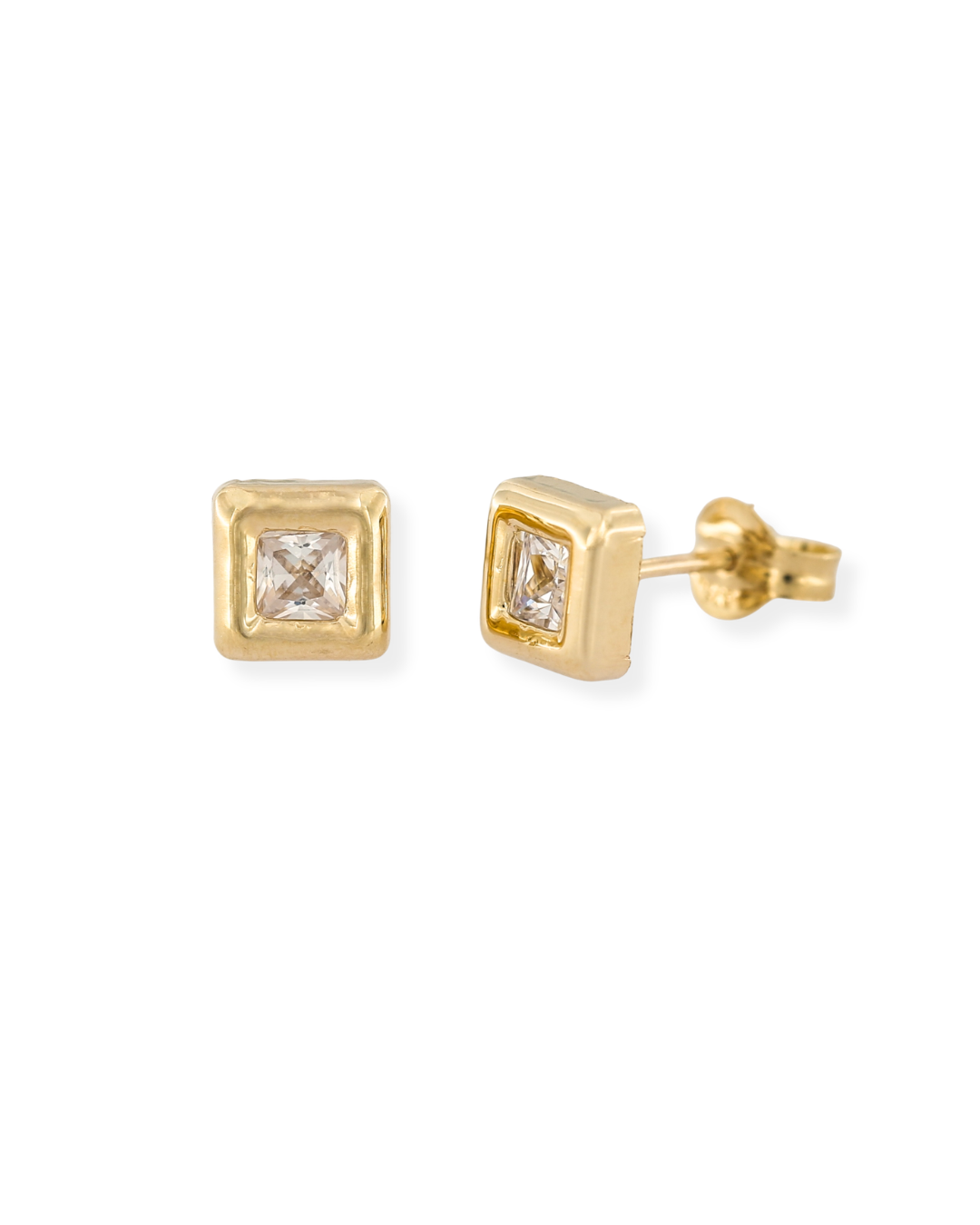 9ct gold cz square earrings
