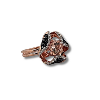 Rose Gold 9ct Diamond Morganite Ring