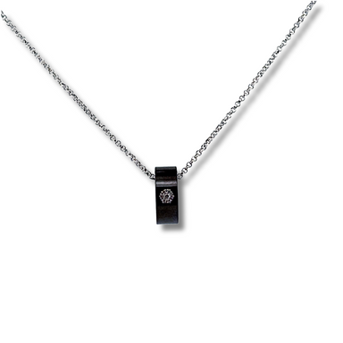 silver cz ceramic pendant necklace