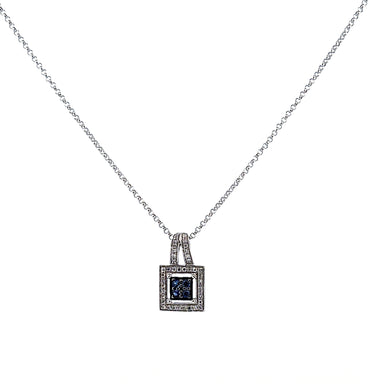 9ct white gold sapphire pendant chain