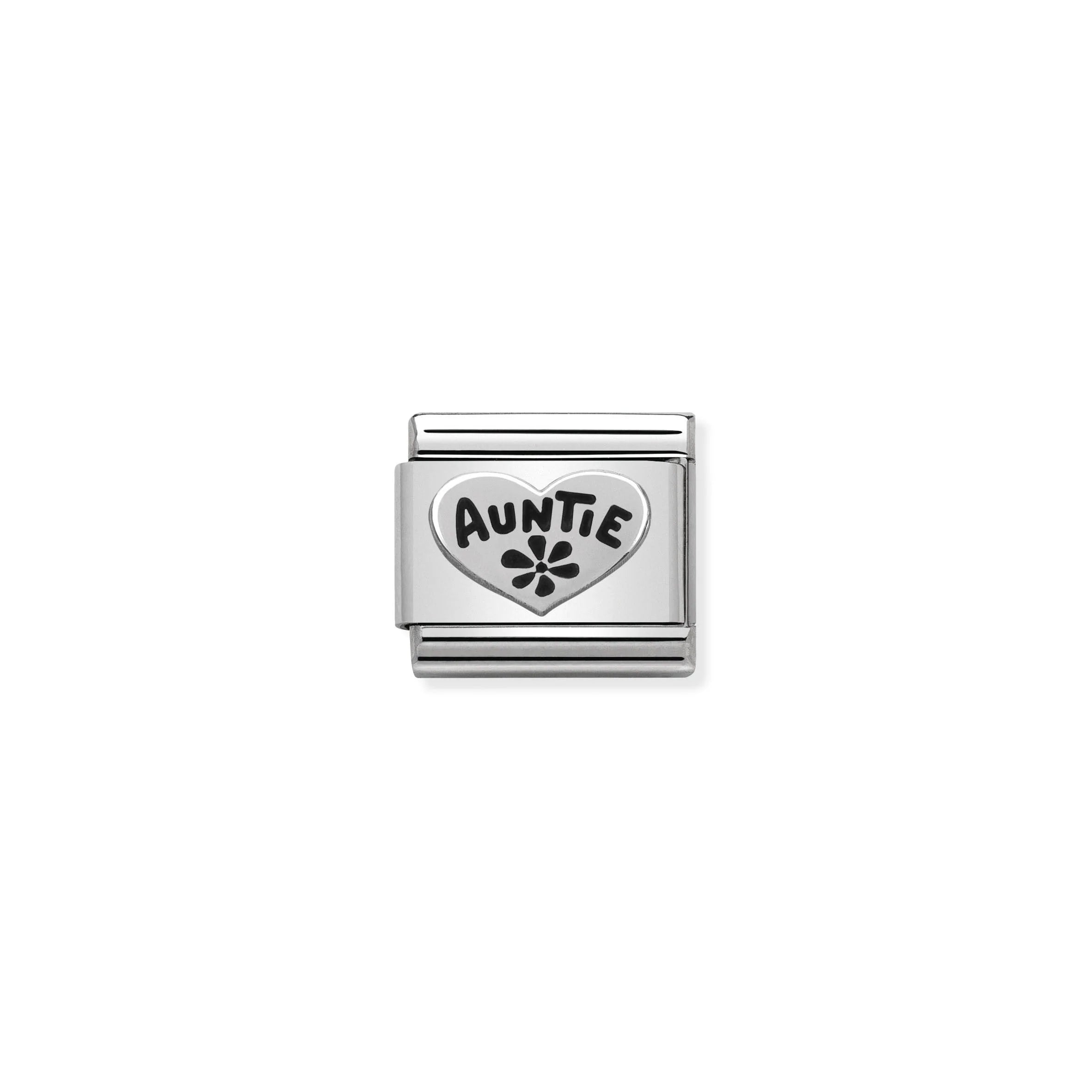 Auntie heart link in enamel