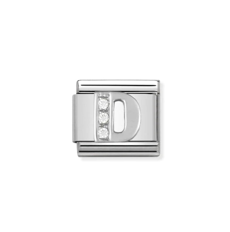 Silver cz Letter D